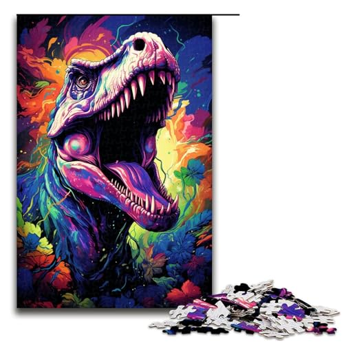1000 teiliges Puzzle für Erwachsene farbenfrohe Psychedelia der Dinosaurier Puzzle praktisches Spiel 75 x 50 cm von zouxangzz