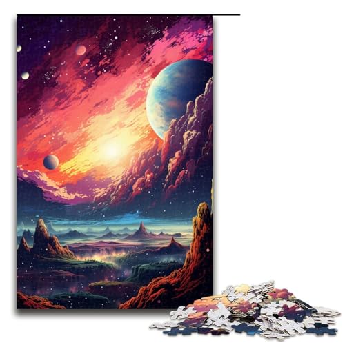 1000 teiliges Puzzle für Erwachsene farbenfrohe Psychedelia der Neonplaneten Puzzle für Lernspiele Herausforderung Spielzeug Kunstwerk Geschenk 75 x 50 cm von zouxangzz
