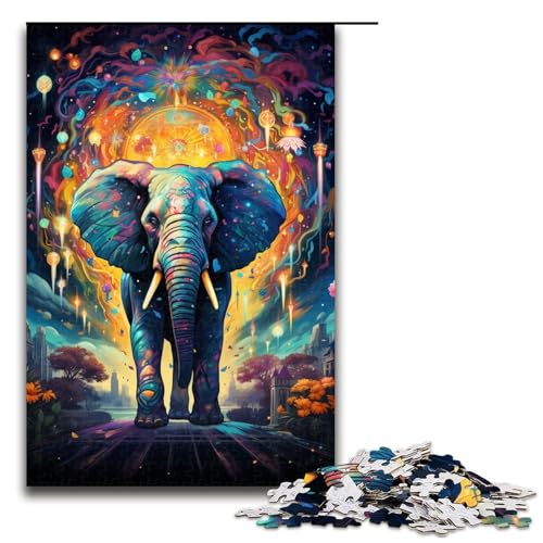 1000 teiliges Puzzle für Erwachsene farbenfrohe Psychedelia der Sternenelefanten Puzzle praktisches Spiel 75 x 50 cm von zouxangzz