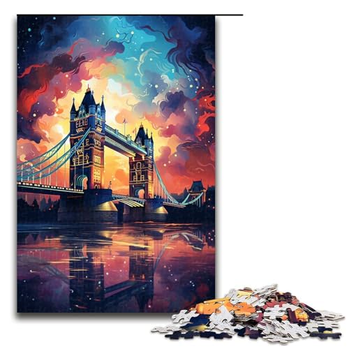 1000 teiliges Puzzle für Erwachsene farbenfrohe Psychedelia der Tower Bridge Puzzle praktisches Spiel 75 x 50 cm von zouxangzz