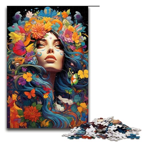 1000 teiliges Puzzle für Erwachsene farbenfrohe Psychedelia der schönen Frau Puzzle praktisches Spiel 75 x 50 cm von zouxangzz