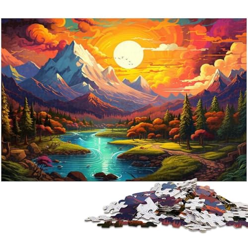 1000 teiliges Puzzle für Erwachsene farbenfrohe Psychedelia der wunderschönen Berge Spielzeug intellektuelles Spiel anspruchsvolles Puzzlespiel und Familienspiel 1000 Teile (38 x 26 cm) von zouxangzz