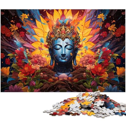 1000 teiliges Puzzle für Erwachsene farbenfrohe Psychedelia des Buddha Puzzle für Kinder Holzpuzzle Lernspiel für Erwachsene 1000 Teile (75 x 50 cm) von zouxangzz