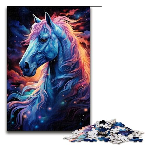 1000 teiliges Puzzle für Erwachsene farbenfrohe Psychedelia des Sternenhimmels Pferde Puzzle für Lernspiele Herausforderung Spielzeug Kunstwerk Geschenk 75 x 50 cm von zouxangzz