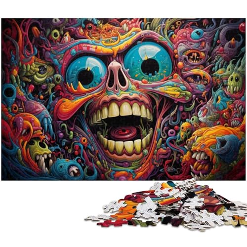 1000 teiliges Puzzle für Erwachsene farbenfrohe Psychedelia feuriger Monster EIN Kunstwerk für Teenager ab 14 Jahren 1000 Teile (75 x 50 cm) von zouxangzz