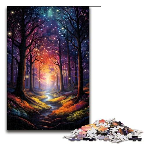 1000 teiliges Puzzle für Erwachsene farbenfrohe Psychedelia im dunklen Wald Puzzle für Lernspiele Herausforderung Spielzeug Kunstwerk Geschenk 75 x 50 cm von zouxangzz