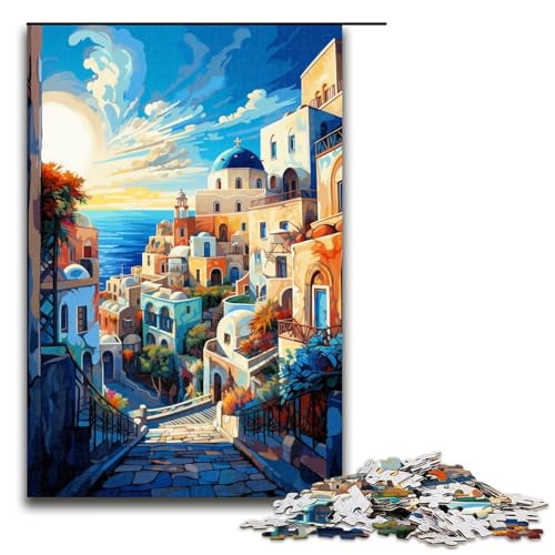 1000 teiliges Puzzle für Erwachsene farbenfrohe Psychedelia in Mykonos Puzzle für Lernspiele Herausforderung Spielzeug Kunstwerk Geschenk 75 x 50 cm von zouxangzz