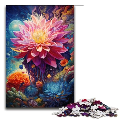1000 teiliges Puzzle für Erwachsene farbenfrohe Psychedelia mit hübschen Blumen Puzzle für Lernspiele Herausforderung Spielzeug Kunstwerk Geschenk 75 x 50 cm von zouxangzz