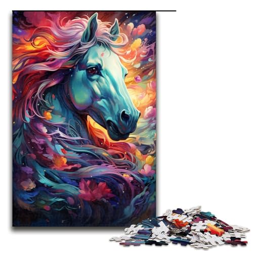 1000 teiliges Puzzle für Erwachsene farbenfrohe Psychedelia mit süßen Ponys Puzzle Geburtstagsgeschenk Geschenke für Teenager ab 12 Jahren 75 x 50 cm von zouxangzz