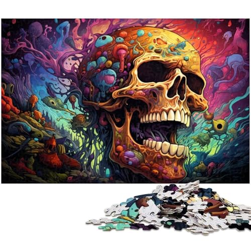 1000 teiliges Puzzle für Erwachsene farbenfrohe Psychedelia mutierter Skelette Papierpuzzle Lernspielzeug 1000 Teile (38 x 26 cm) von zouxangzz