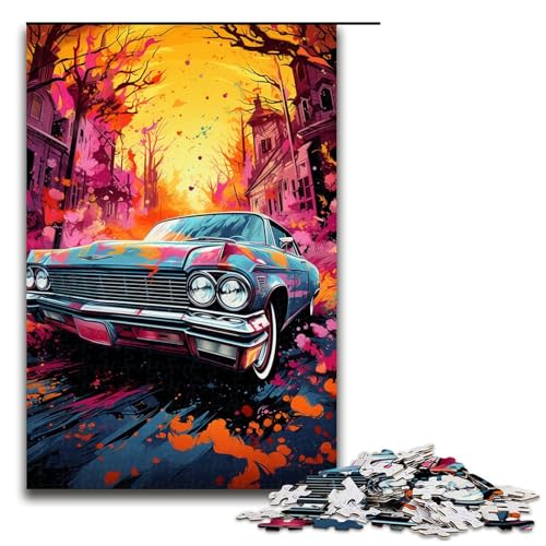1000 teiliges Puzzle für Erwachsene farbenfrohe Psychedelia verlassener Oldtimer Puzzle für Lernspiele Herausforderung Spielzeug Kunstwerk Geschenk 75 x 50 cm von zouxangzz