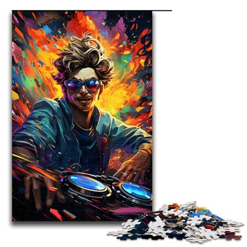 1000 teiliges Puzzle für Erwachsene farbenfrohe Psychedelia von Neon Dj Puzzle praktisches Spiel 75 x 50 cm von zouxangzz