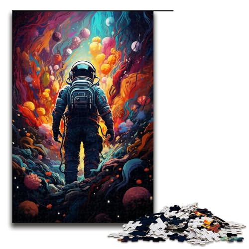 1000 teiliges Puzzle für Erwachsene farbenfrohe Psychedelia von Weltraum Astronauten Puzzle für Lernspiele Herausforderung Spielzeug Kunstwerk Geschenk 75 x 50 cm von zouxangzz
