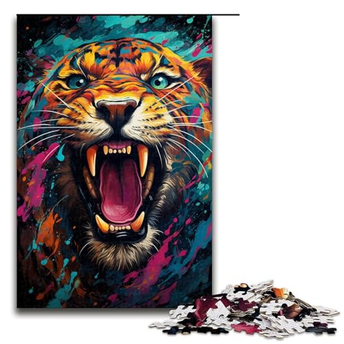 1000 teiliges Puzzle für Erwachsene farbenfrohe Psychedelie süßer Kleiner kosmischer Leoparden Puzzle für Erwachsene Holzpuzzle anspruchsvolles Spiel 75 x 50 cm von zouxangzz