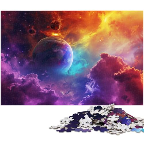 1000 teiliges Puzzle für Erwachsene farbenfrohe Puzzles mit Planeten und Universum für Erwachsene und Kinder Holzpuzzle tolles Geschenk (Größe 75 x 50 cm) von zouxangzz
