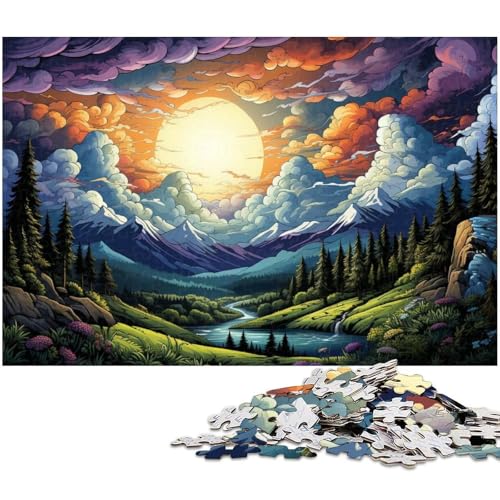1000 teiliges Puzzle für Erwachsene farbenfrohe psychedelische Berge der Karpaten Puzzle Kunstwerk für Teenager ab 14 Jahren 1000 Teile (38 x 26 cm) von zouxangzz