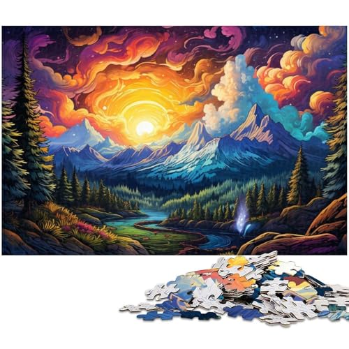 1000 teiliges Puzzle für Erwachsene farbenfrohe psychedelische Berge der Karpaten Spielzeug intellektuelles Spiel anspruchsvolles Puzzlespiel und Familienspiel 1000 Teile (38 x 26 cm) von zouxangzz