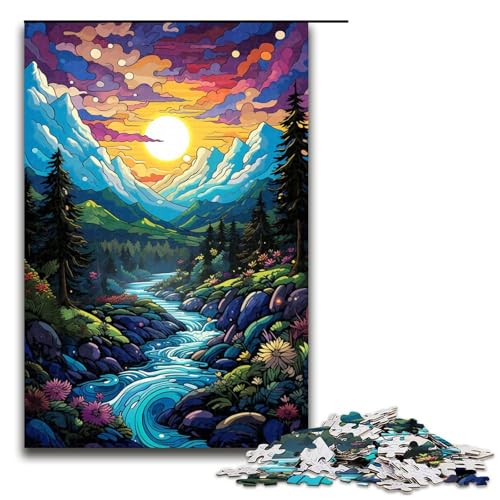 1000 teiliges Puzzle für Erwachsene farbenfrohe psychedelische Fantasielandschaft Puzzle für Erwachsene Holzpuzzle anspruchsvolles Spiel 75 x 50 cm von zouxangzz