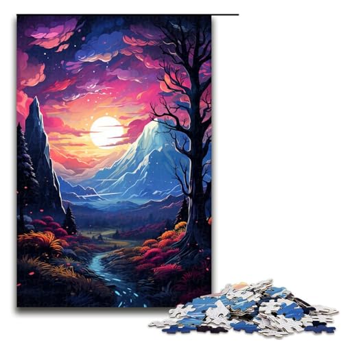 1000 teiliges Puzzle für Erwachsene farbenfrohe psychedelische Fantasielandschaft Puzzle für Erwachsene Holzpuzzle anspruchsvolles Spiel 75 x 50 cm von zouxangzz