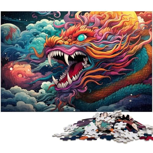 1000 teiliges Puzzle für Erwachsene farbenfrohe psychedelische Illustration eines chinesischen Drachenspielzeugs intellektuelles Spiel anspruchsvolles Puzzlespiel und Familienspiel 1000 Teile von zouxangzz