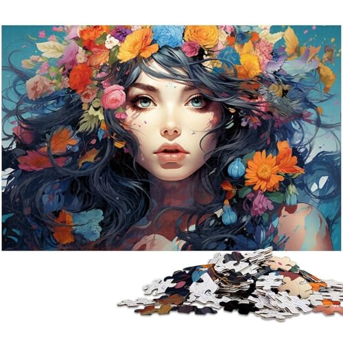 1000 teiliges Puzzle für Erwachsene farbenfrohe psychedelische Kunst Blumengöttin Puzzle Kunstwerk für Teenager ab 14 Jahren 1000 Teile (75 x 50 cm) von zouxangzz