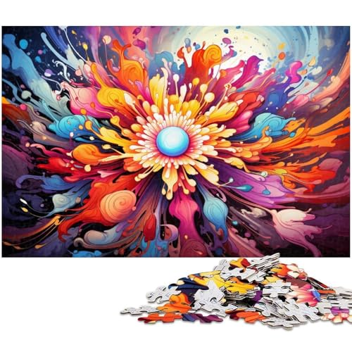 1000 teiliges Puzzle für Erwachsene farbenfrohe psychedelische Kunst Holzpuzzle Lernspielzeug 1000 Teile (75 x 50 cm) von zouxangzz
