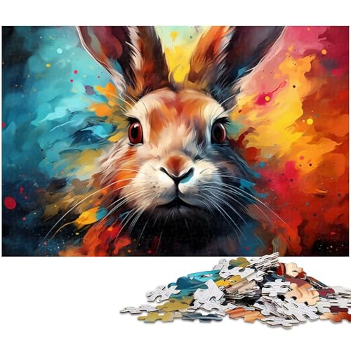 1000 teiliges Puzzle für Erwachsene farbenfrohe psychedelische Kunst weißes Kaninchen Puzzle für Kinder Holzpuzzle Lernspiel für Erwachsene 1000 Teile (75 x 50 cm) von zouxangzz
