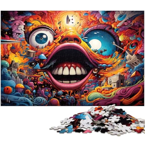 1000 teiliges Puzzle für Erwachsene farbenfrohe psychedelische Monster Puzzles Geburtstagsgeschenke für Teenager ab 14 Jahren 1000 Teile (38 x 26 cm) von zouxangzz
