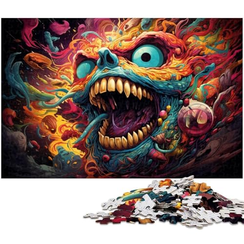 1000 teiliges Puzzle für Erwachsene farbenfrohe psychedelische Monster Puzzles für Erwachsene und Kinder Holzpuzzle tolles Geschenk 1000 Teile (75 x 50 cm) von zouxangzz