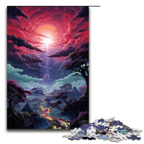 1000 teiliges Puzzle für Erwachsene farbenfrohe psychedelische und Bezaubernde Landschaft Puzzle für Lernspiele Herausforderung Spielzeug Kunstwerk Geschenk 75 x 50 cm von zouxangzz