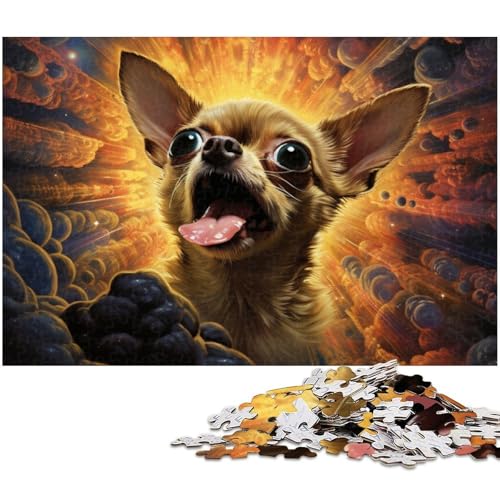 1000 teiliges Puzzle für Erwachsene farbenfroher Chihuahua EIN Kunstwerk für Teenager ab 14 Jahren (Größe 38 x 26 cm) von zouxangzz