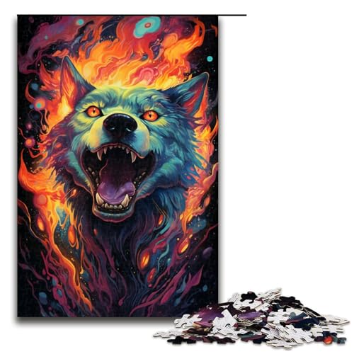 1000 teiliges Puzzle für Erwachsene farbenfroher Psychedelischer böser Hund aus der Zukunft Puzzle für Lernspiele Herausforderung Spielzeug Kunstwerk Geschenk 75 x 50 cm von zouxangzz