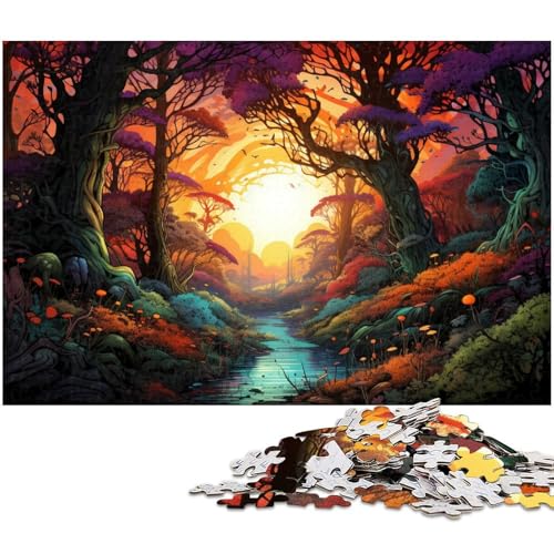 1000 teiliges Puzzle für Erwachsene farbenfroher Sonnenuntergangsdschungel Lernspiel Herausforderung Spielzeug Kunstwerk Geschenk 1000 Teile (75 x 50 cm) von zouxangzz