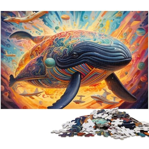 1000 teiliges Puzzle für Erwachsene farbenfrohes Blauwal Puzzle Lernspiel Herausforderung Spielzeug Kunstwerk Geschenk (Größe 75 x 50 cm) von zouxangzz