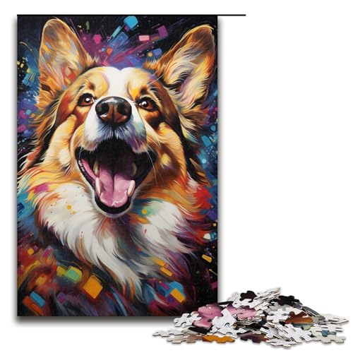 1000 teiliges Puzzle für Erwachsene farbenfrohes Corgi Hunde Puzzle für Lernspiele Herausforderung Spielzeug Kunstwerk Geschenk 75 x 50 cm von zouxangzz