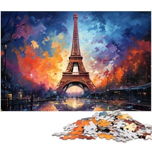 1000 teiliges Puzzle für Erwachsene farbenfrohes Eiffelturm Puzzle Holzpuzzle Lernspielzeug 1000 Teile (75 x 50 cm) von zouxangzz