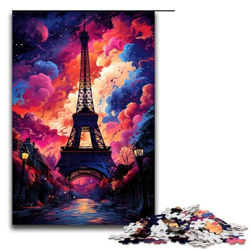 1000 teiliges Puzzle für Erwachsene farbenfrohes Eiffelturm Puzzle für Lernspiele Herausforderung Spielzeug Kunstwerk Geschenk 75 x 50 cm von zouxangzz