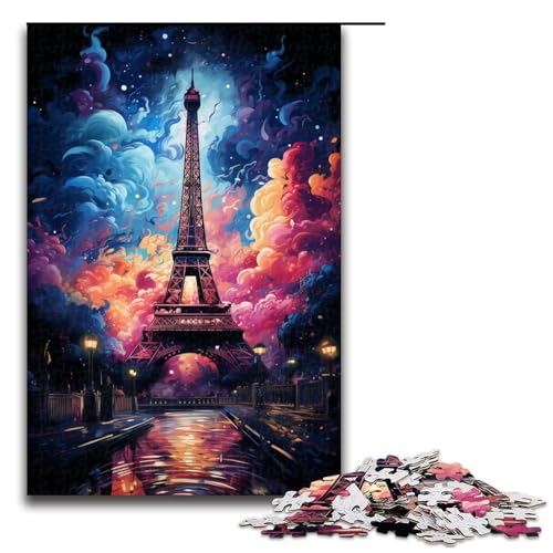 1000 teiliges Puzzle für Erwachsene farbenfrohes Eiffelturm Puzzle für Lernspiele Herausforderung Spielzeug Kunstwerk Geschenk 75 x 50 cm von zouxangzz