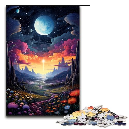 1000 teiliges Puzzle für Erwachsene farbenfrohes Fantasie Sonnenuntergangsblumen Puzzle praktisches Spiel 75 x 50 cm von zouxangzz
