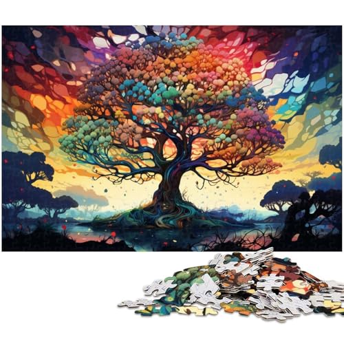 1000 teiliges Puzzle für Erwachsene farbenfrohes Fantasiebaum Puzzle Holzpuzzle Lernspielzeug 1000 Teile (75 x 50 cm) von zouxangzz
