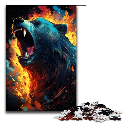 1000 teiliges Puzzle für Erwachsene farbenfrohes Fantasy Bärenkrieger Puzzle für Erwachsene Holzpuzzle anspruchsvolles Spiel 75 x 50 cm von zouxangzz