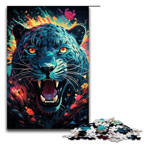 1000 teiliges Puzzle für Erwachsene farbenfrohes Fantasy Geparden Puzzle für Lernspiele Herausforderung Spielzeug Kunstwerk Geschenk 75 x 50 cm von zouxangzz