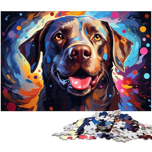 1000 teiliges Puzzle für Erwachsene farbenfrohes Fantasy Labrador Hundekunst Puzzle Holzpuzzle Lernspielzeug 1000 Teile (75 x 50 cm) von zouxangzz