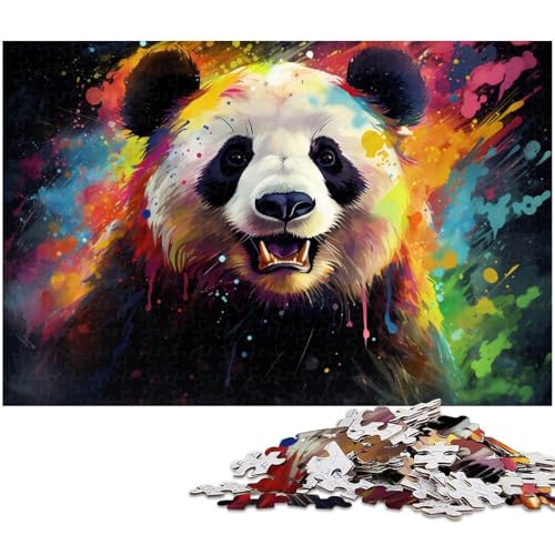 1000 teiliges Puzzle für Erwachsene farbenfrohes Fantasy Panda Kunst Puzzle Holzpuzzle Lernspielzeug 1000 Teile (75 x 50 cm) von zouxangzz