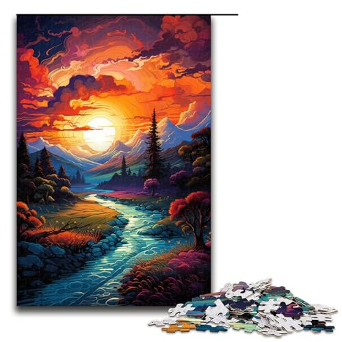 1000 teiliges Puzzle für Erwachsene farbenfrohes Fantasy Sonnenuntergangs Landschaftspuzzle praktisches Spiel 75 x 50 cm von zouxangzz