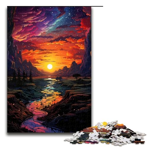 1000 teiliges Puzzle für Erwachsene farbenfrohes Fantasy Sonnenuntergangs Puzzle praktisches Spiel 75 x 50 cm von zouxangzz