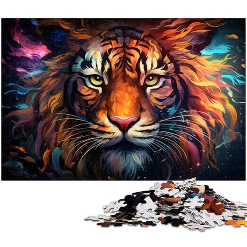 1000 teiliges Puzzle für Erwachsene farbenfrohes Fantasy Tiger Kunst Puzzle Geburtstagsgeschenk für Teenager ab 14 Jahren 1000 Teile (38 x 26 cm) von zouxangzz