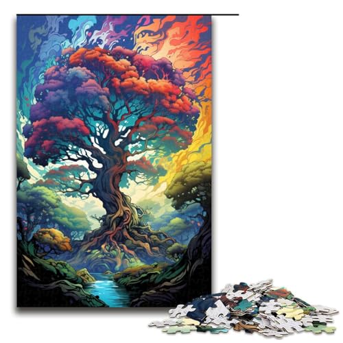 1000 teiliges Puzzle für Erwachsene farbenfrohes Gemälde des Weltenbaums Puzzle praktisches Spiel 75 x 50 cm von zouxangzz