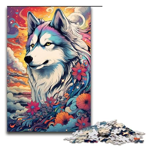 1000 teiliges Puzzle für Erwachsene farbenfrohes Husky Spiel ganze Familie 75 x 50 cm von zouxangzz