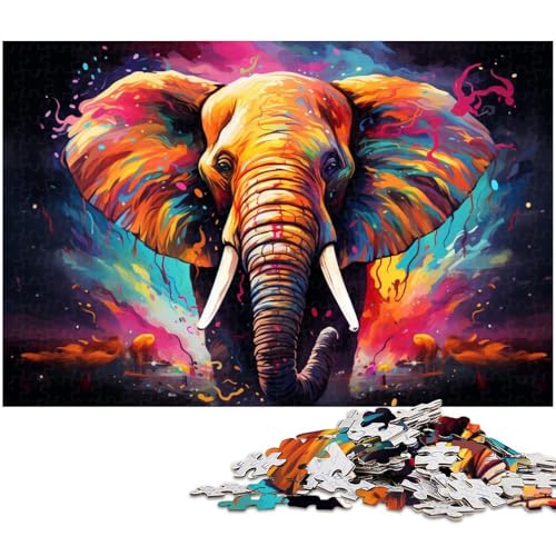 1000 teiliges Puzzle für Erwachsene farbenfrohes Kunst Elefanten Tier Puzzle für Lernspiele Herausforderung Spielzeug Kunstwerk Geschenk 1000 PCS (75 x 50 cm) von zouxangzz